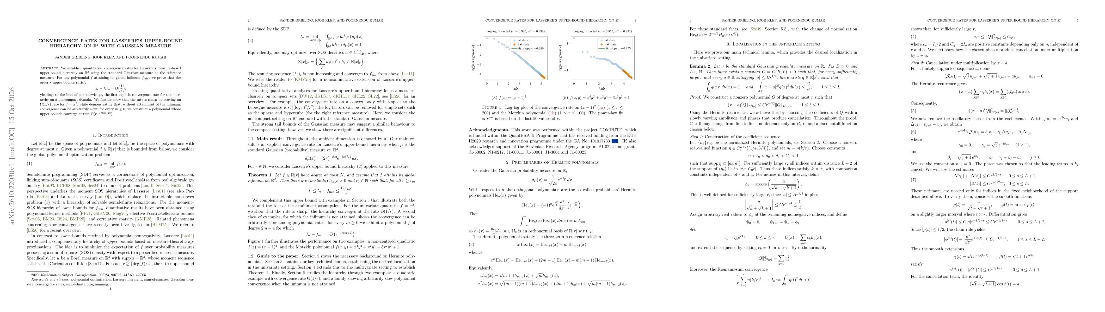 Thumbnail for Convergence Rates for Lasserre's Upper-Bound Hierarchy on $\mathbb{R}^d$ with Gaussian Measure