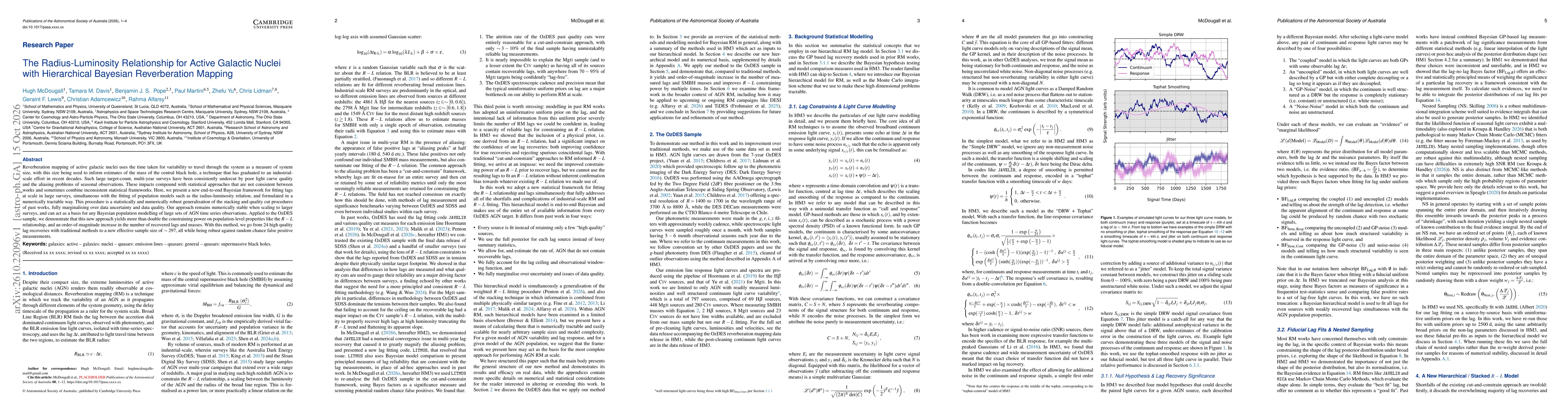 Thumbnail for The Radius-Luminosity Relationship for Active Galactic Nuclei with Hierarchical Bayesian Reverberation Mapping