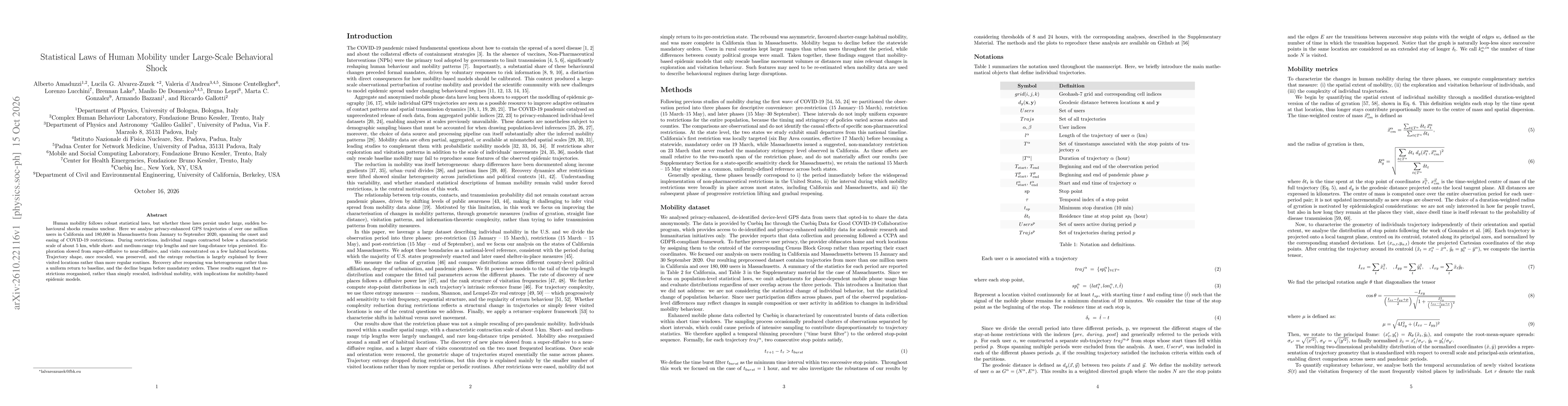 Thumbnail for Statistical Laws of Human Mobility under Large-Scale Behavioural Shock