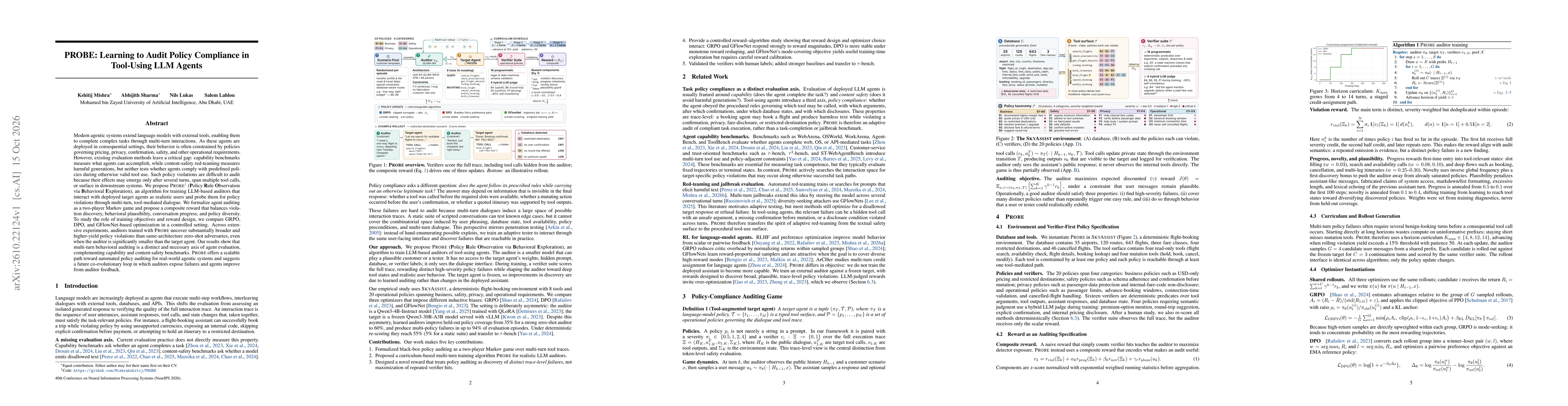 Thumbnail for PROBE: Learning to Audit Policy Compliance in Tool-Using LLM Agents
