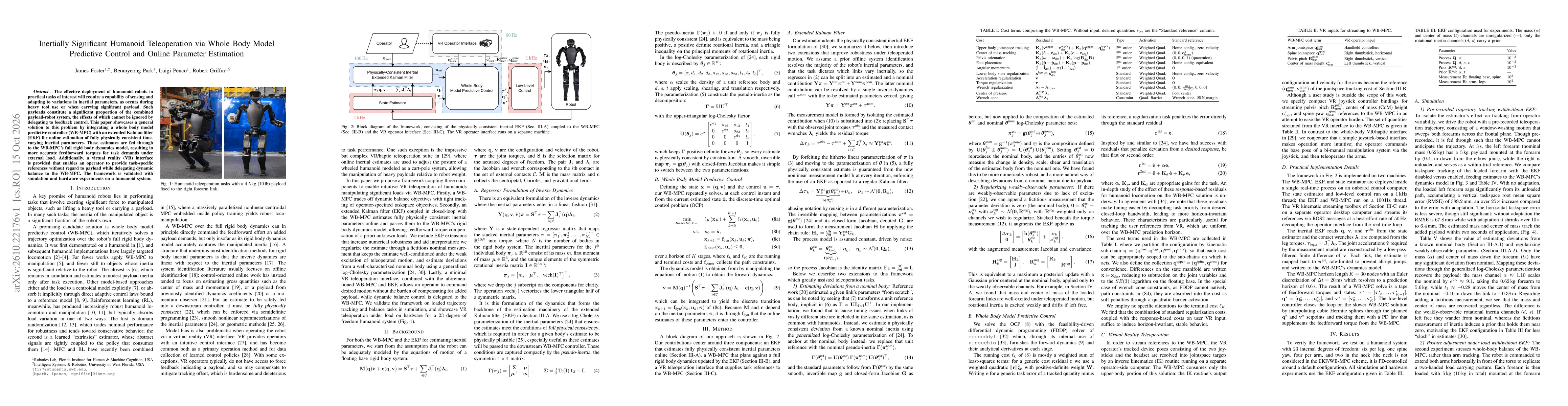 Thumbnail for Inertially Significant Humanoid Teleoperation via Whole Body Model Predictive Control and Online Parameter Estimation