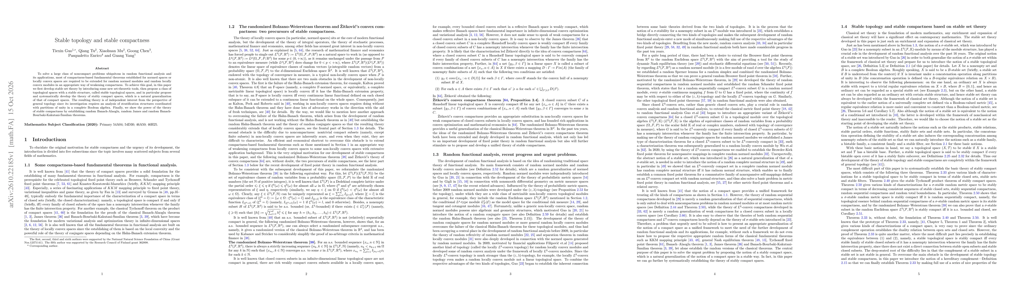 Thumbnail for Stable topology and stable compactness