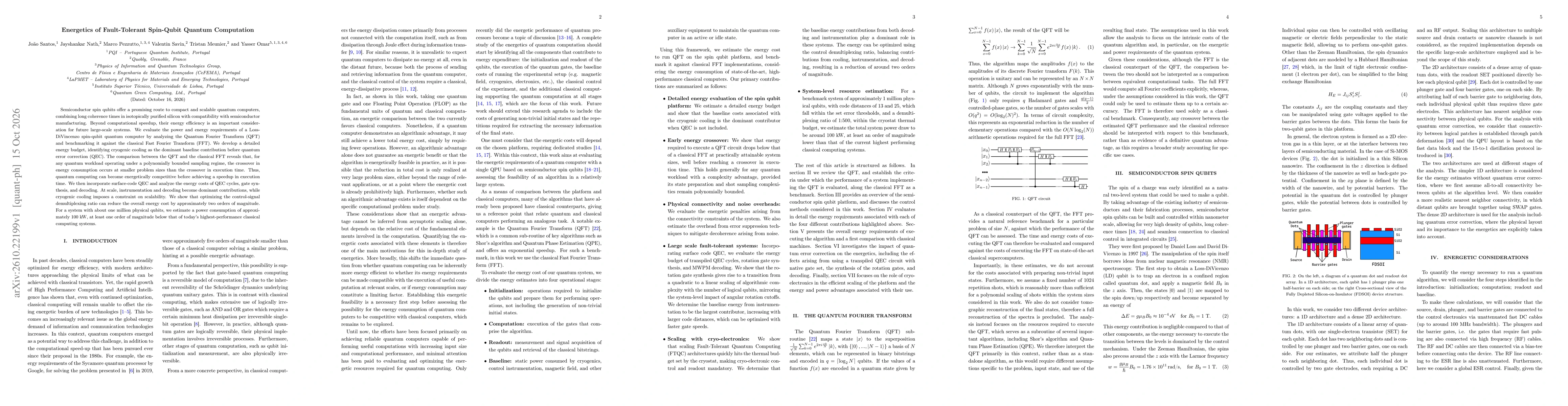 Thumbnail for Energetics of Fault-Tolerant Spin-Qubit Quantum Computation