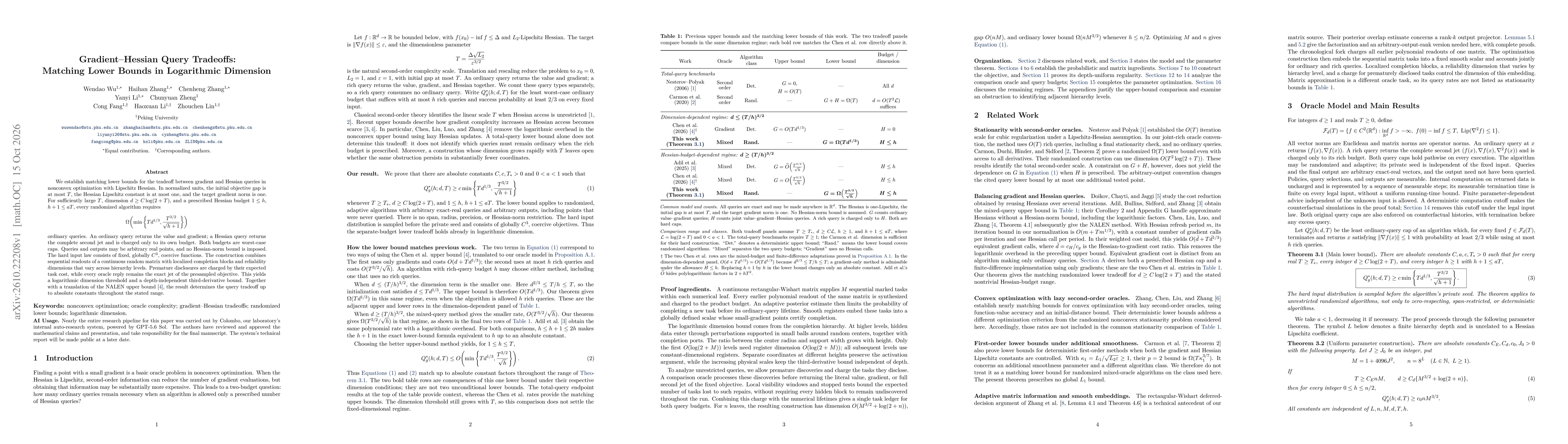 Thumbnail for Gradient-Hessian Query Tradeoffs: Matching Lower Bounds in Logarithmic Dimension