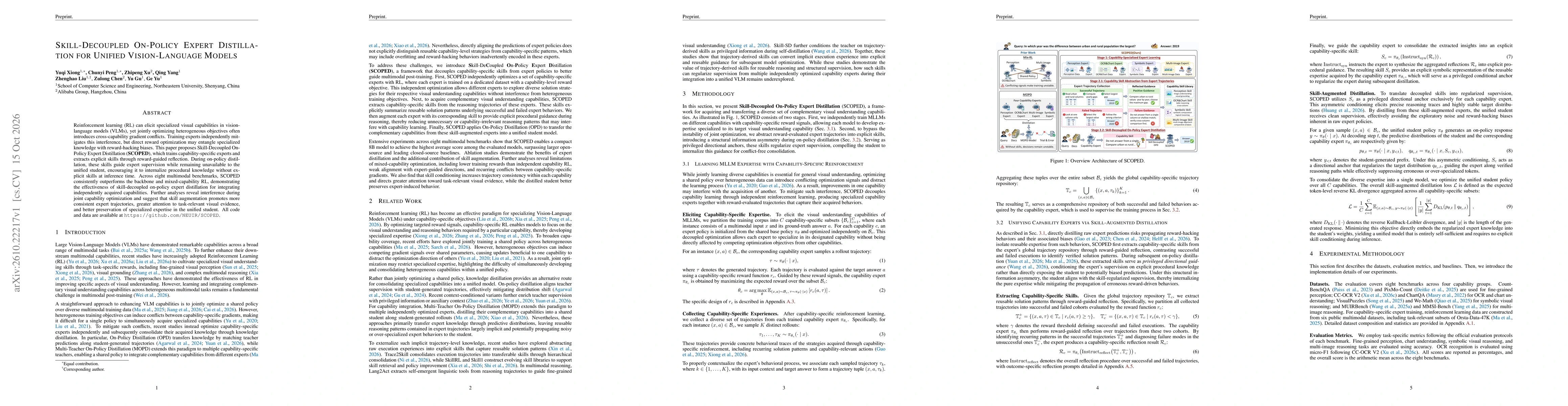 Thumbnail for Skill-Decoupled On-Policy Expert Distillation for Unified Vision-Language Models