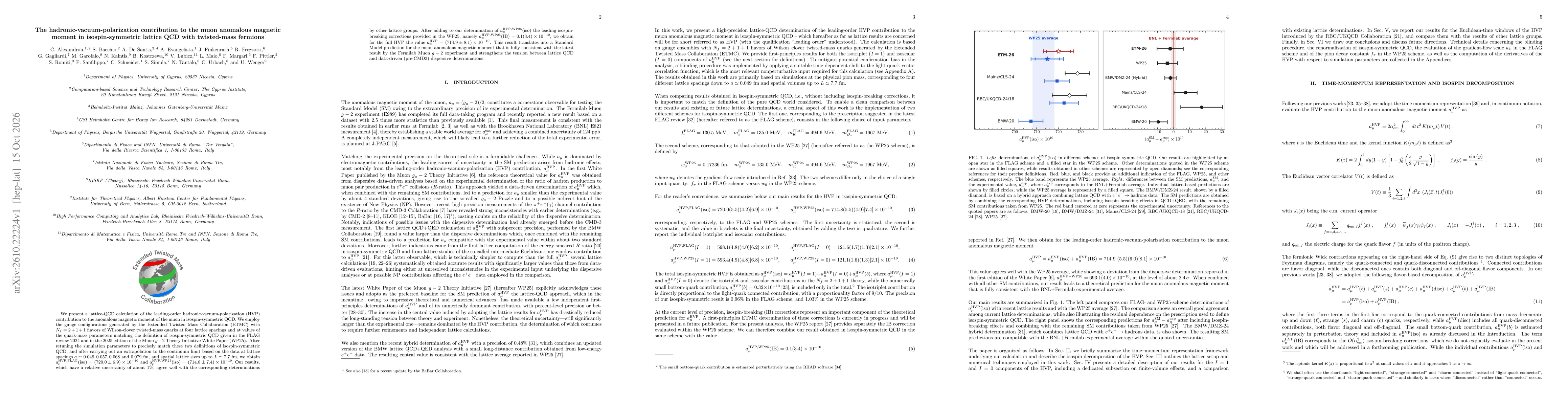 Thumbnail for The hadronic-vacuum-polarization contribution to the muon anomalous magnetic moment in isospin-symmetric lattice QCD with twisted-mass fermions