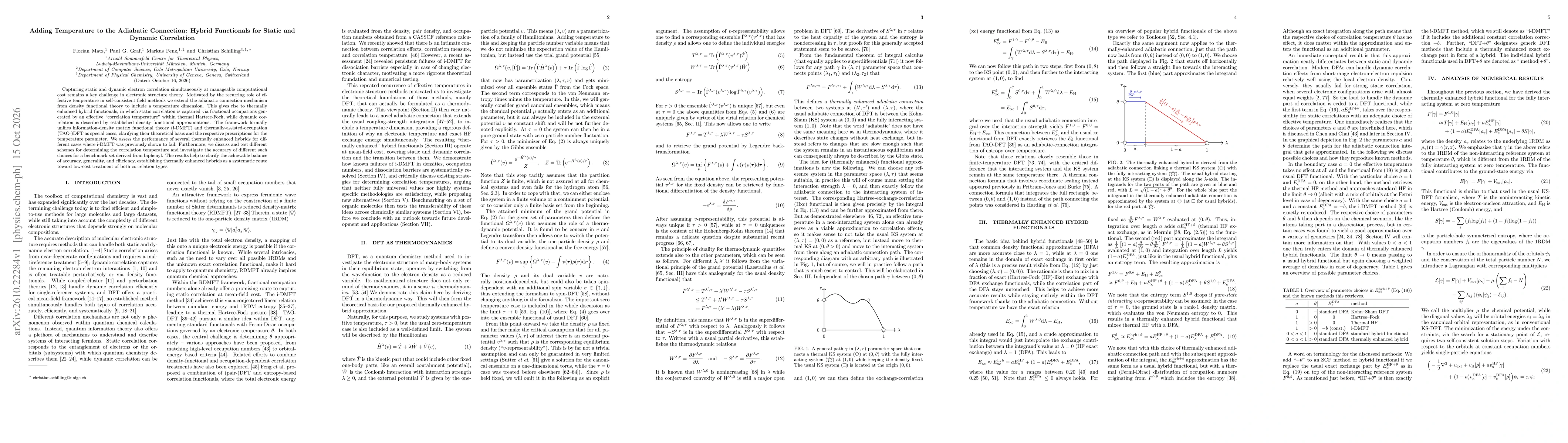 Thumbnail for Adding Temperature to the Adiabatic Connection: Hybrid Functionals for Static and Dynamic Correlation