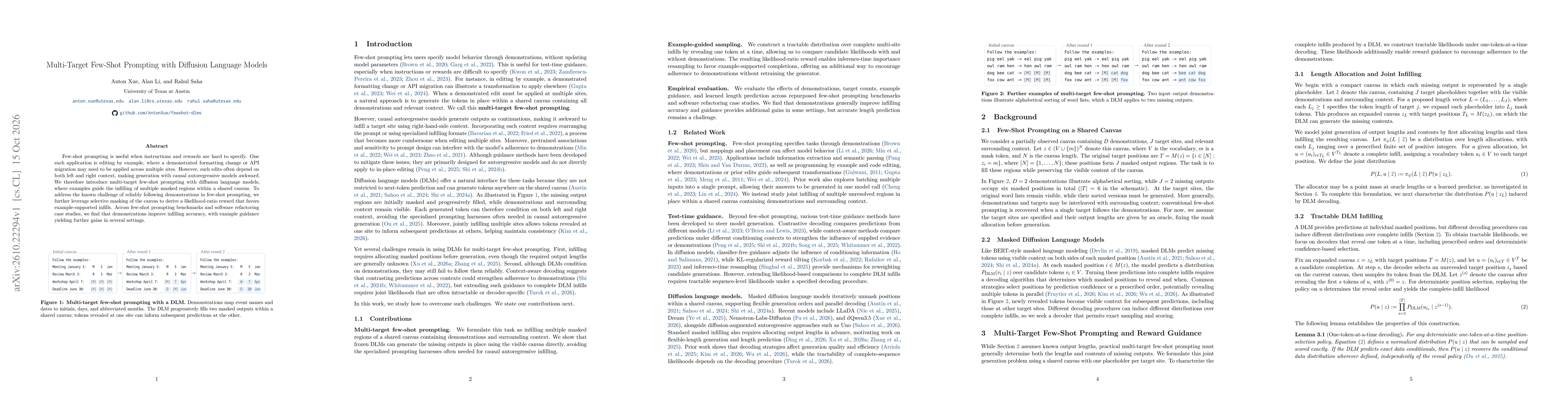 Thumbnail for Multi-Target Few-Shot Prompting with Diffusion Language Models