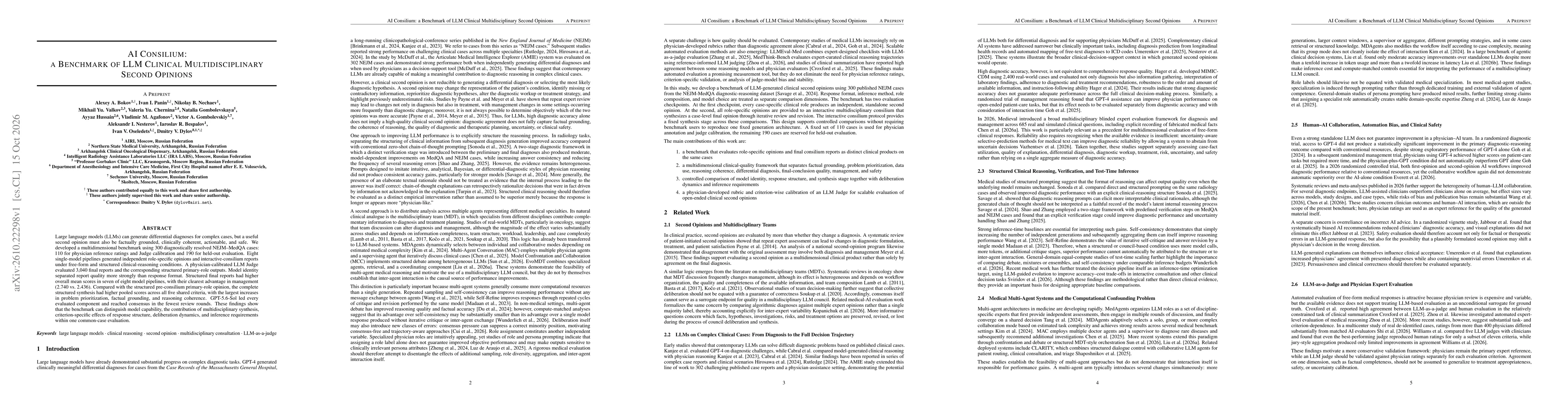 Thumbnail for AI Consilium: a Benchmark of LLM Clinical Multidisciplinary Second Opinions