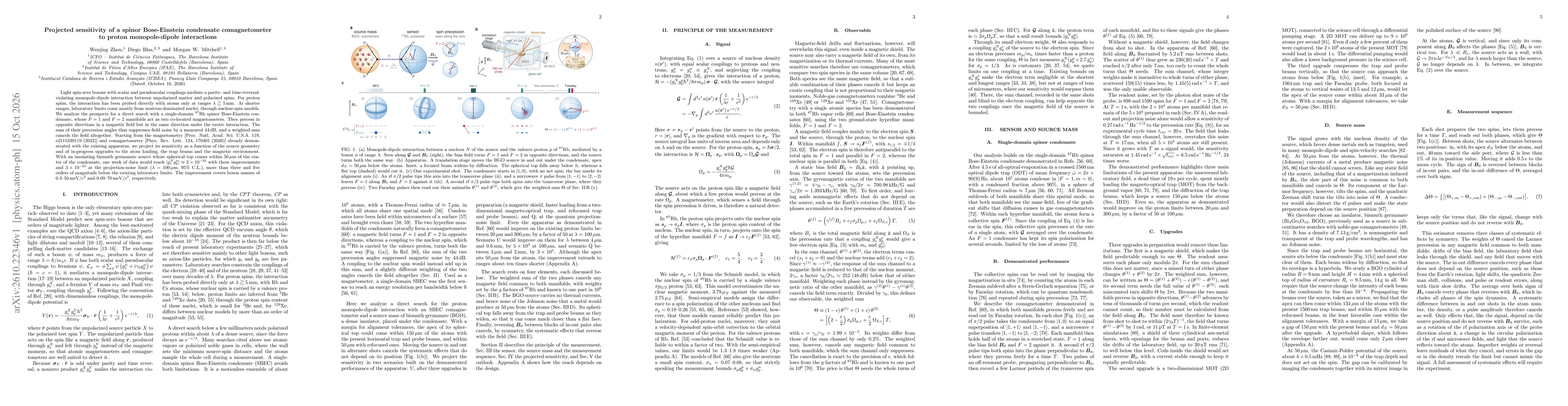 Thumbnail for Projected sensitivity of a spinor Bose-Einstein condensate comagnetometer to proton monopole-dipole interactions