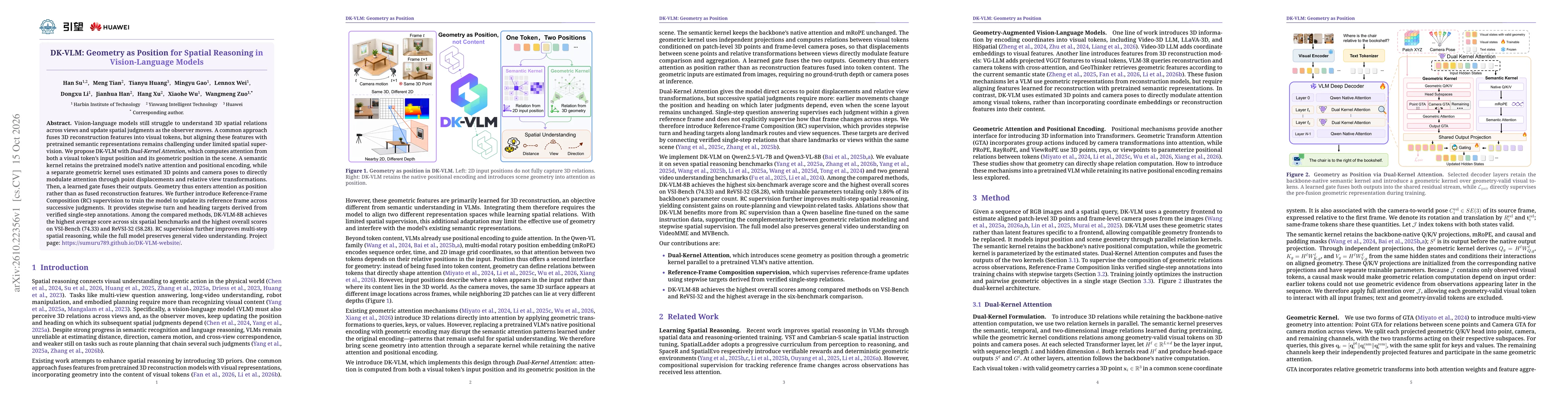 Thumbnail for DK-VLM: Geometry as Position for Spatial Reasoning in Vision-Language Models