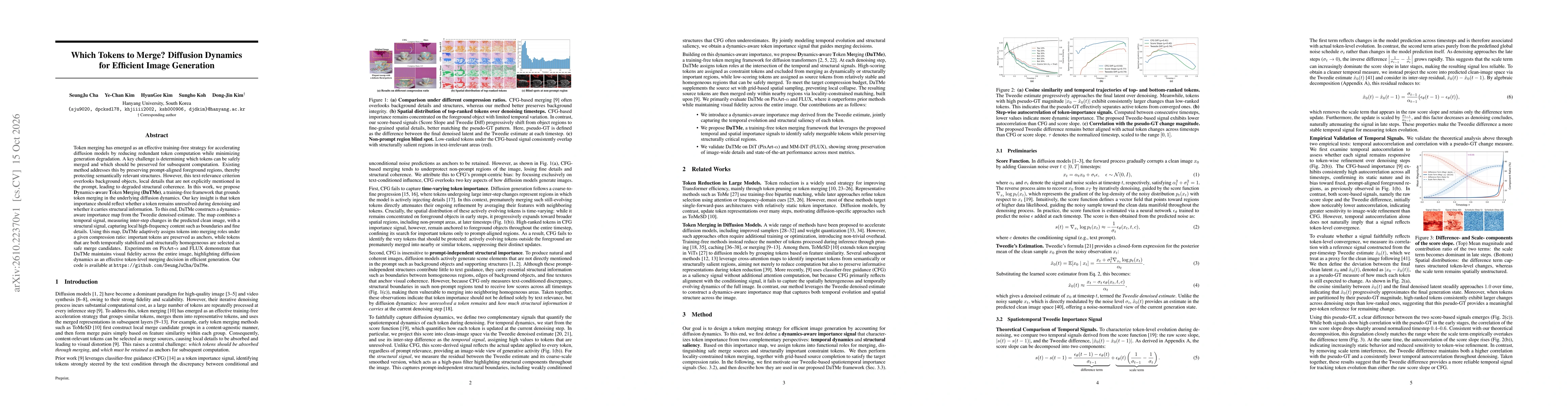 Thumbnail for Which Tokens to Merge? Diffusion Dynamics for Efficient Image Generation