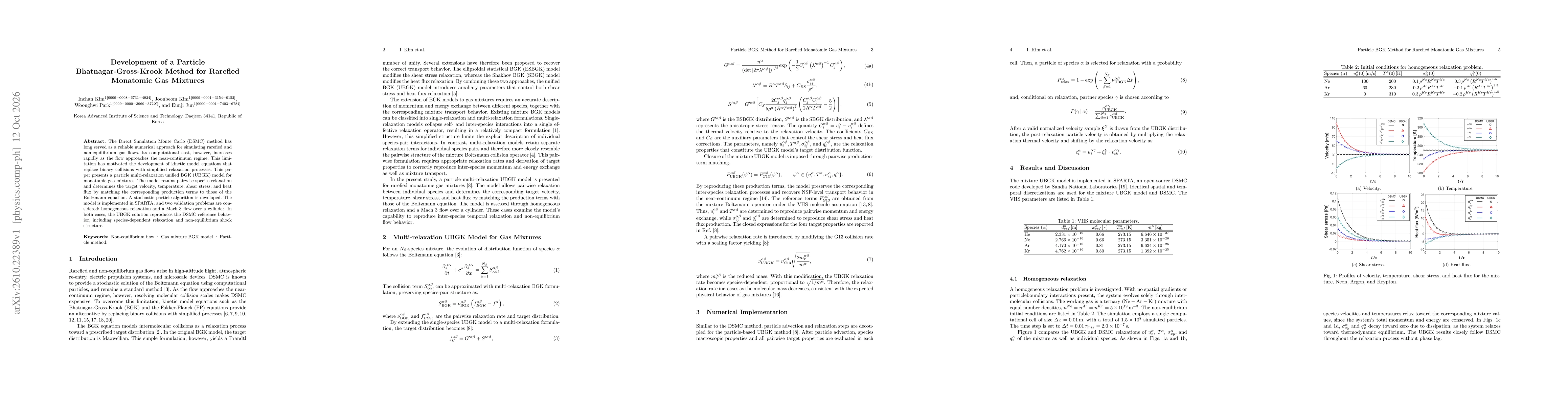 Thumbnail for Development of a Particle Bhatnagar-Gross-Krook Method for Rarefied Monatomic Gas Mixtures