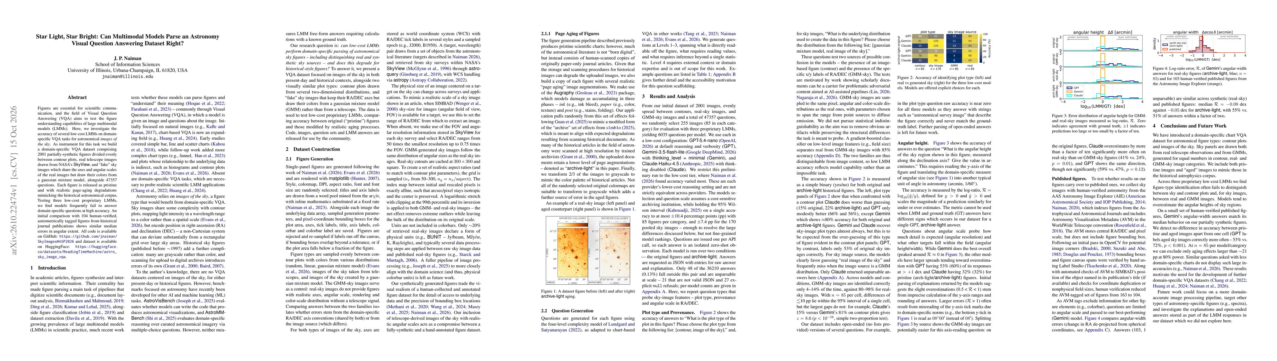 Thumbnail for Star Light, Star Bright: Can Multimodal Models Parse an Astronomy Visual Question Answering Dataset Right?