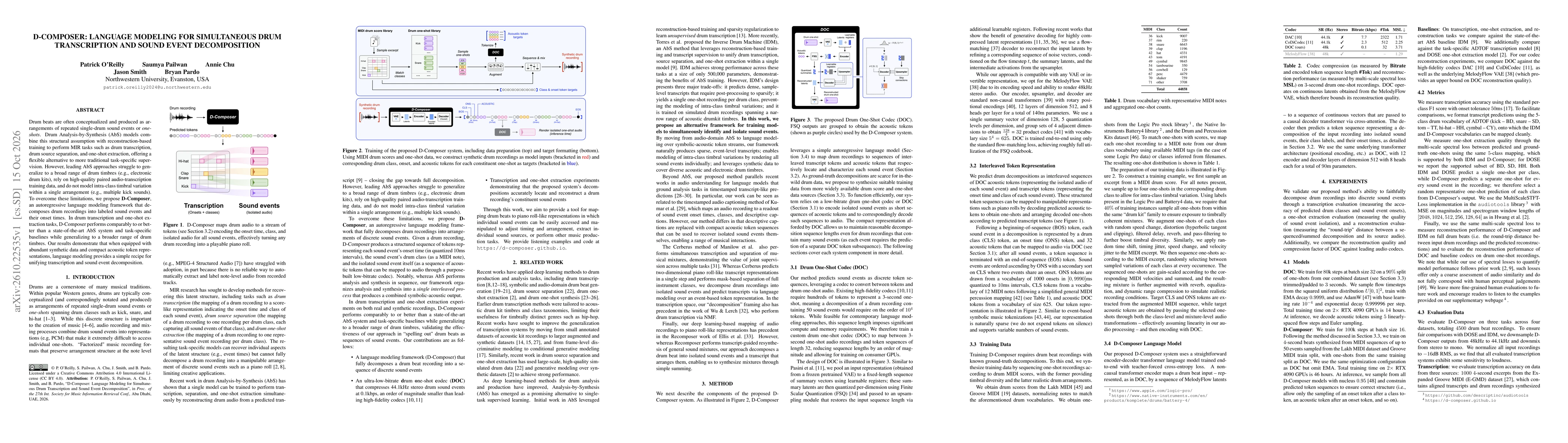 Thumbnail for D-Composer: Language Modeling for Simultaneous Drum Transcription and Sound Event Decomposition