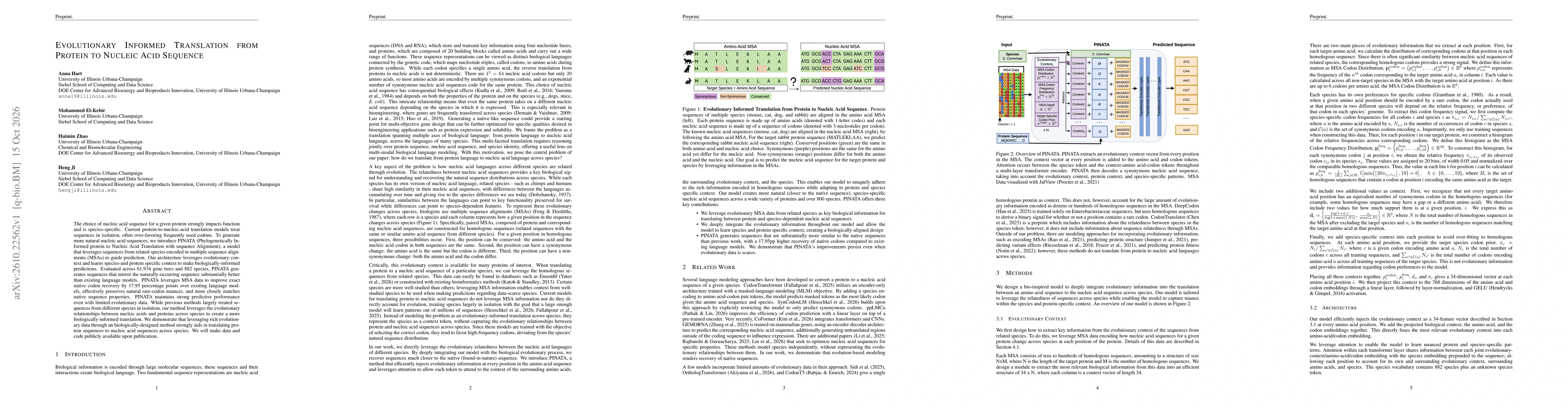 Thumbnail for Evolutionary Informed Translation from Protein to Nucleic Acid Sequence