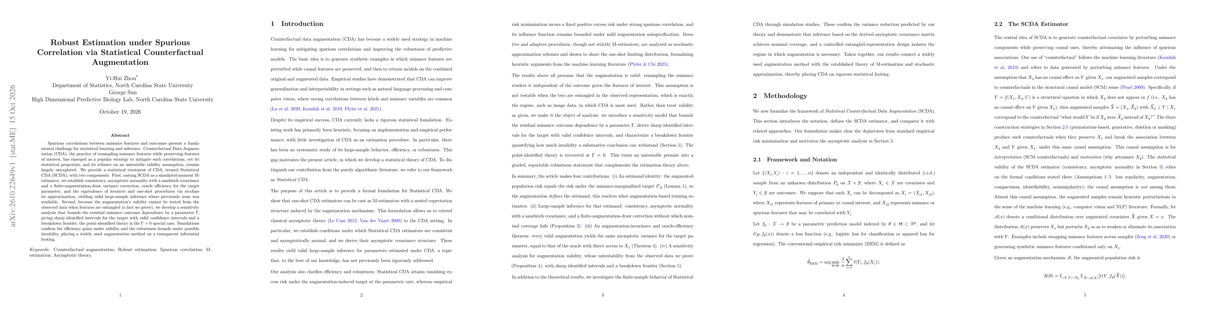 Thumbnail for Robust Estimation under Spurious Correlation via Statistical Counterfactual Augmentation