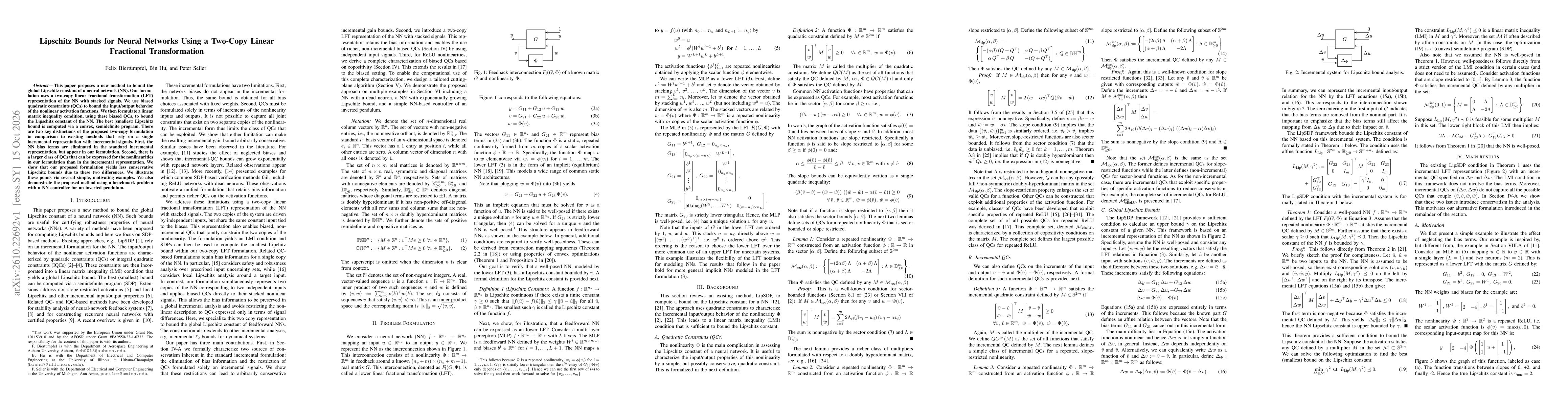 Thumbnail for Lipschitz Bounds for Neural Networks Using a Two-Copy Linear Fractional Transformation