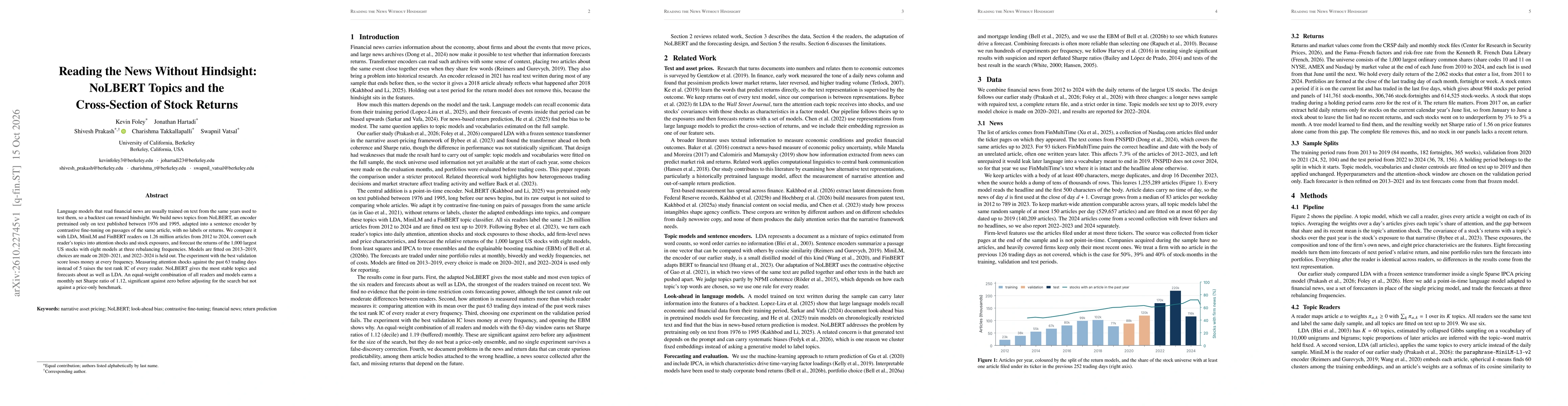 Thumbnail for Reading the News Without Hindsight: NoLBERT Topics and the Cross-Section of Stock Returns