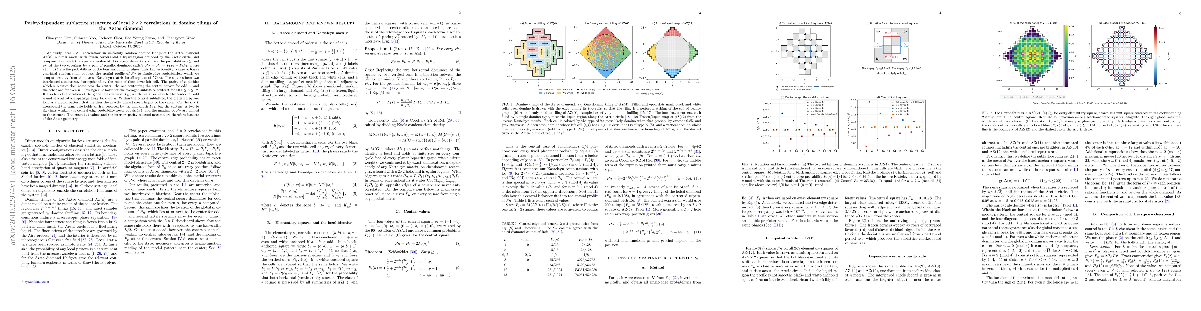 Thumbnail for Parity-dependent sublattice structure of local $2\times2$ correlations in domino tilings of the Aztec diamond