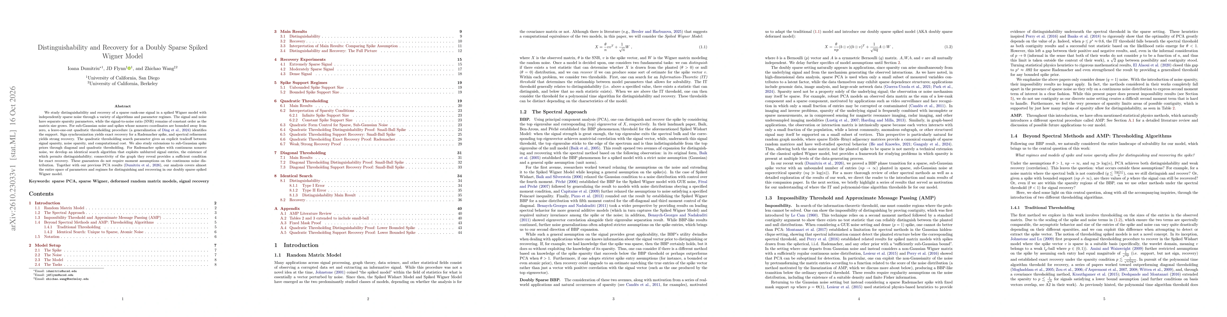 Thumbnail for Distinguishability and Recovery for a Doubly Sparse Spiked Wigner Model