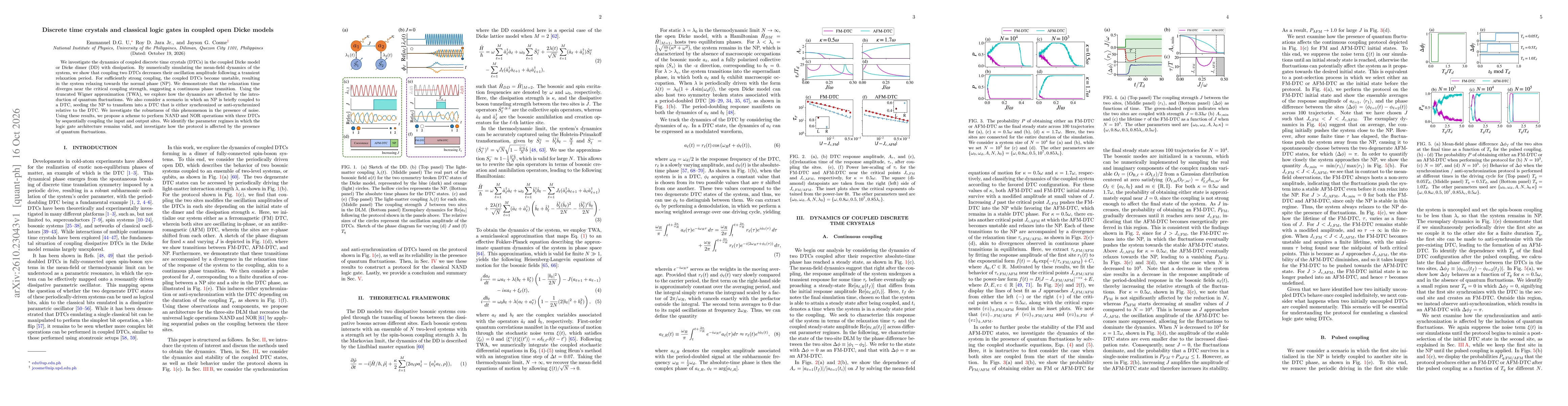 Thumbnail for Discrete time crystals and classical logic gates in coupled open Dicke models