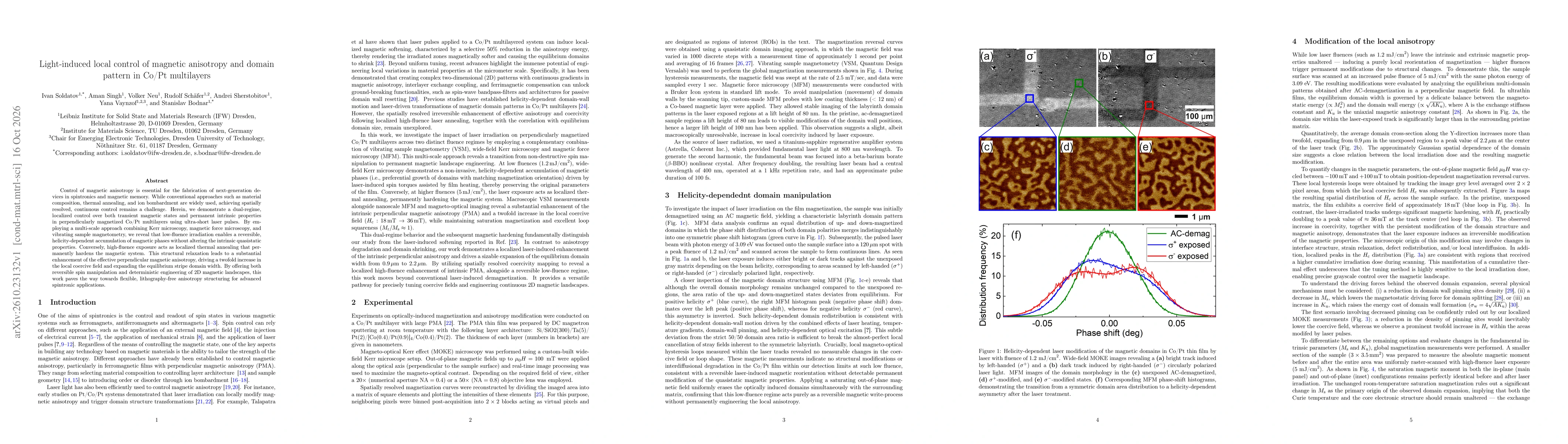 Thumbnail for Light-induced local control of magnetic anisotropy and domain pattern in Co/Pt multilayers