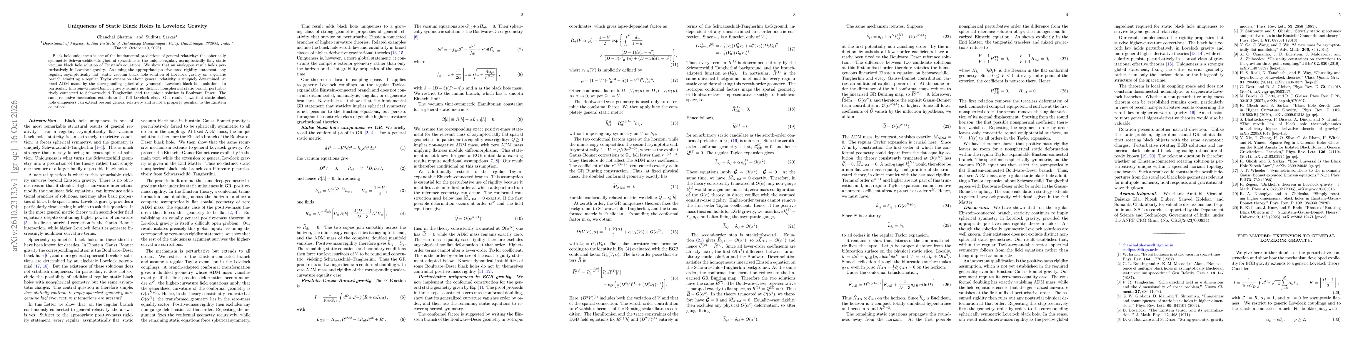 Thumbnail for Uniqueness of Static Black Holes in Lovelock Gravity