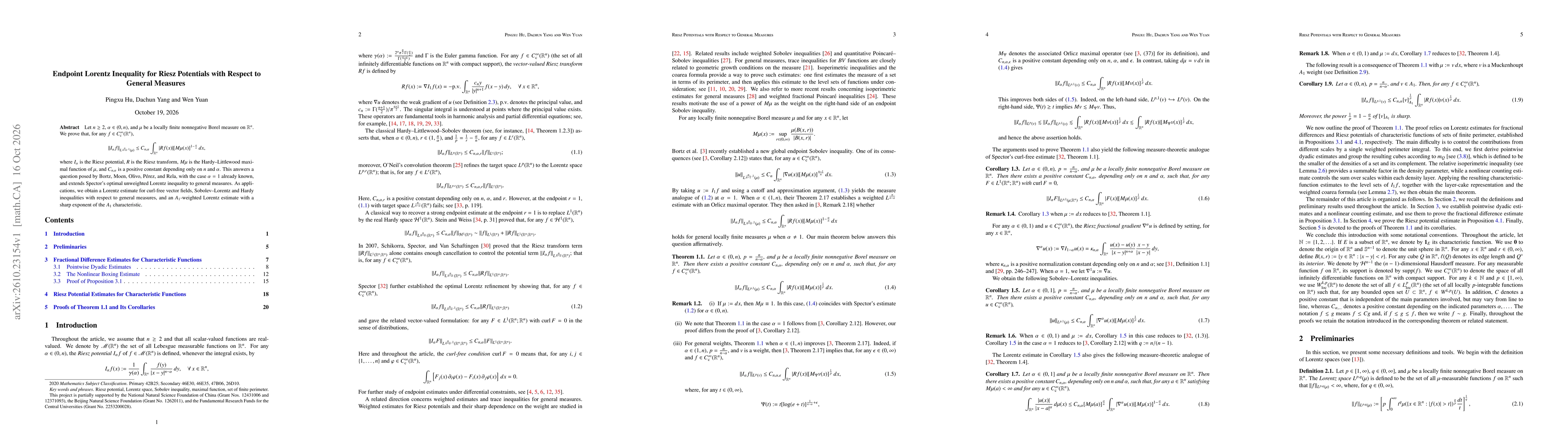 Thumbnail for Endpoint Lorentz Inequality for Riesz Potentials with Respect to General Measures