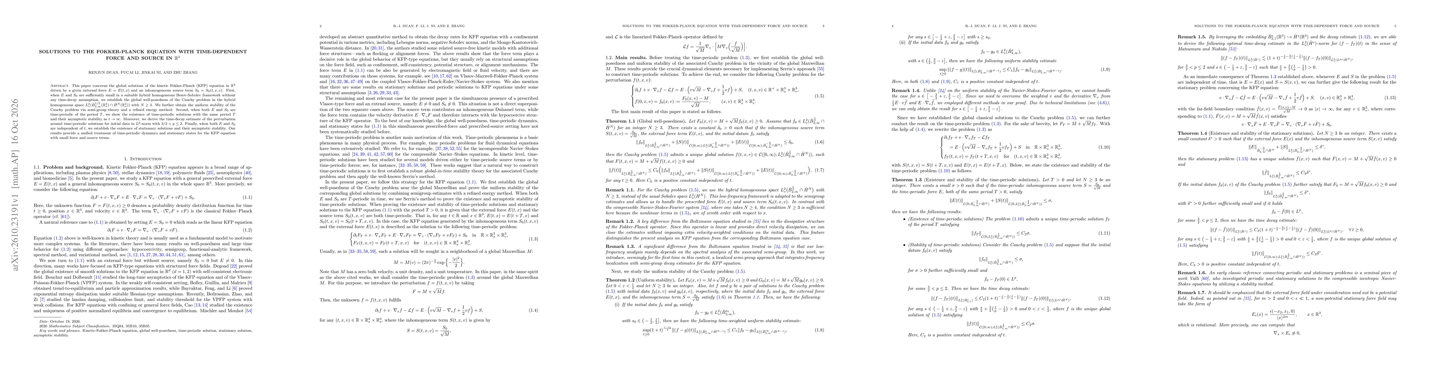 Thumbnail for Solutions to the Fokker-Planck equation with time-dependent force and source in $\mathbb R^3$