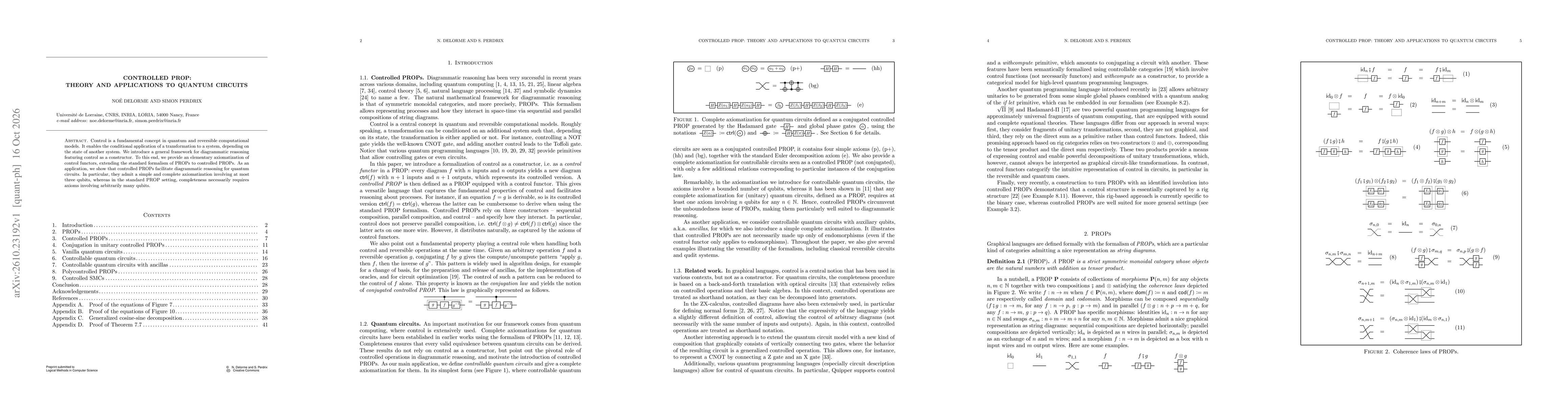 Thumbnail for Controlled PROP: Theory and Applications to Quantum Circuits