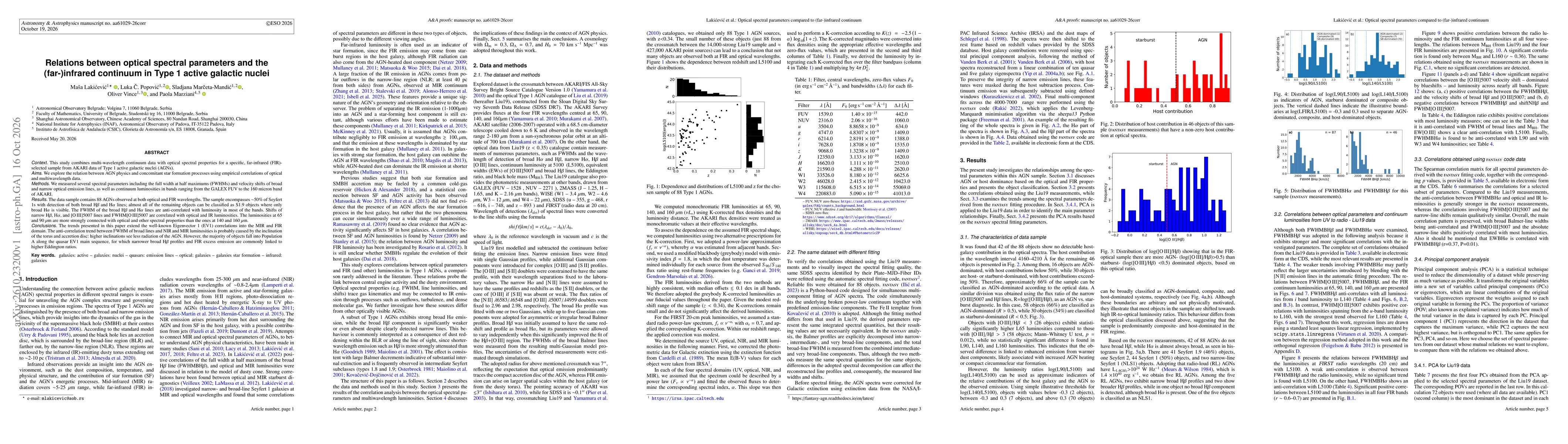 Thumbnail for Relations between optical spectral parameters and the (far-)infrared continuum in Type~1 active galactic nuclei
