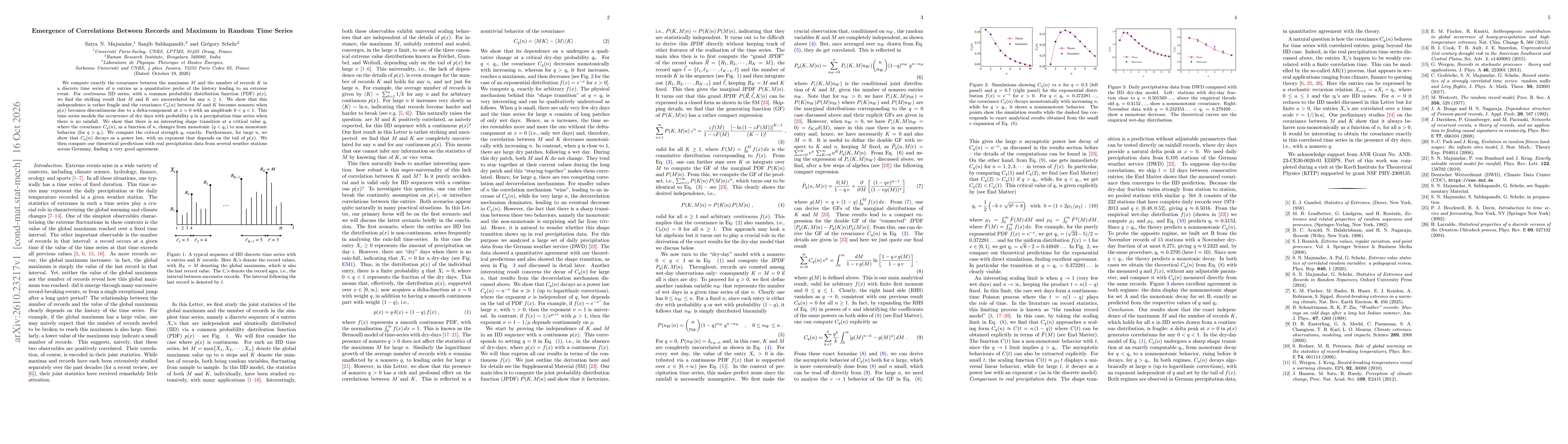Thumbnail for Emergence of Correlations Between Records and Maximum in Random Time Series