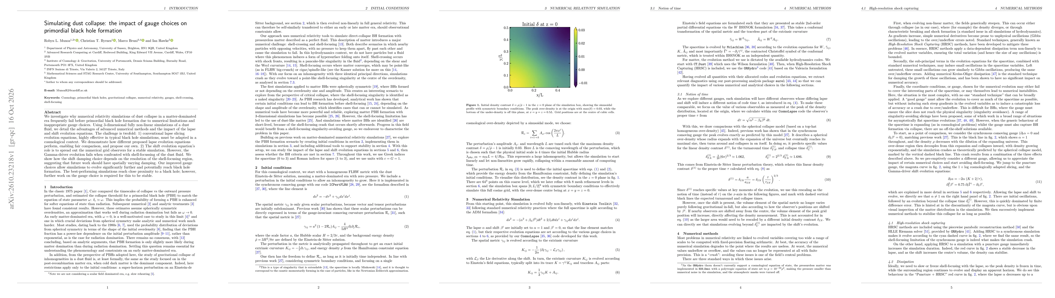 Thumbnail for Simulating dust collapse: the impact of gauge choices on primordial black hole formation