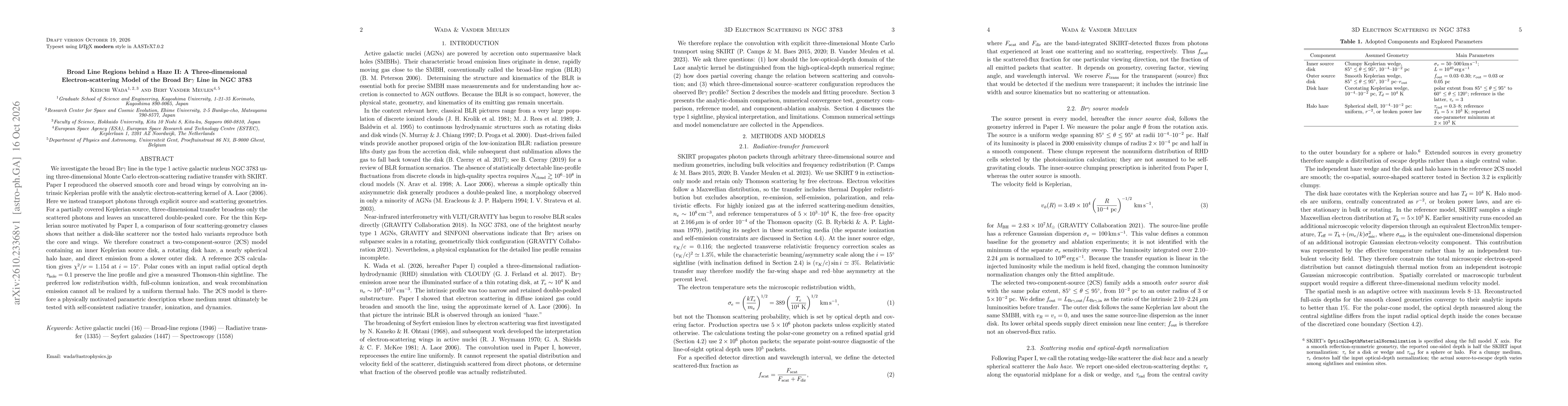 Thumbnail for Broad Line Regions behind a Haze II: A Three-dimensional Electron-scattering Model of the Broad Br$γ$ Line in NGC 3783