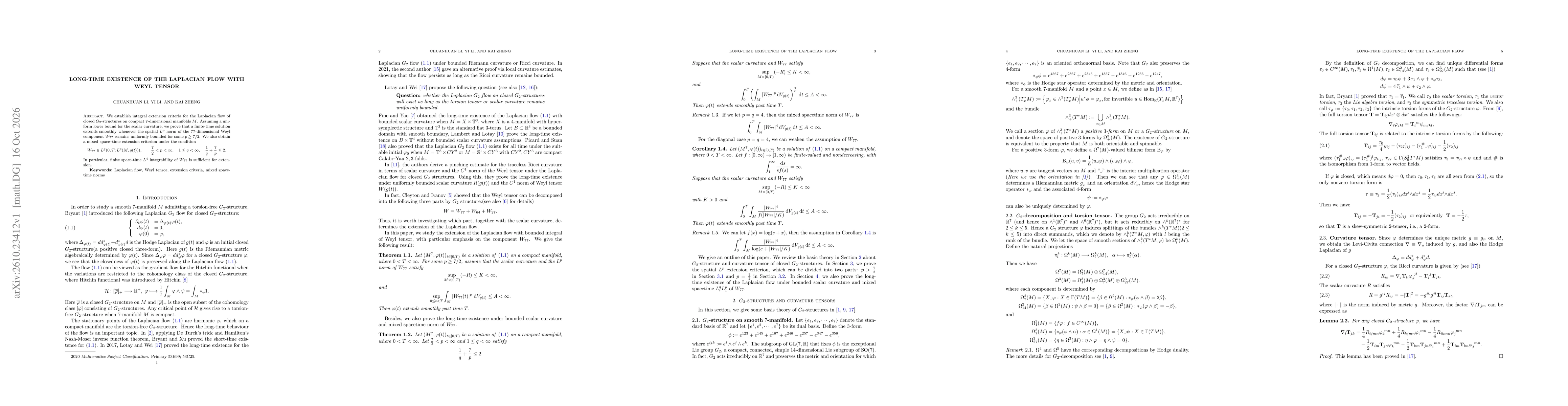 Thumbnail for Long-time existence of the Laplacian flow with Weyl tensor