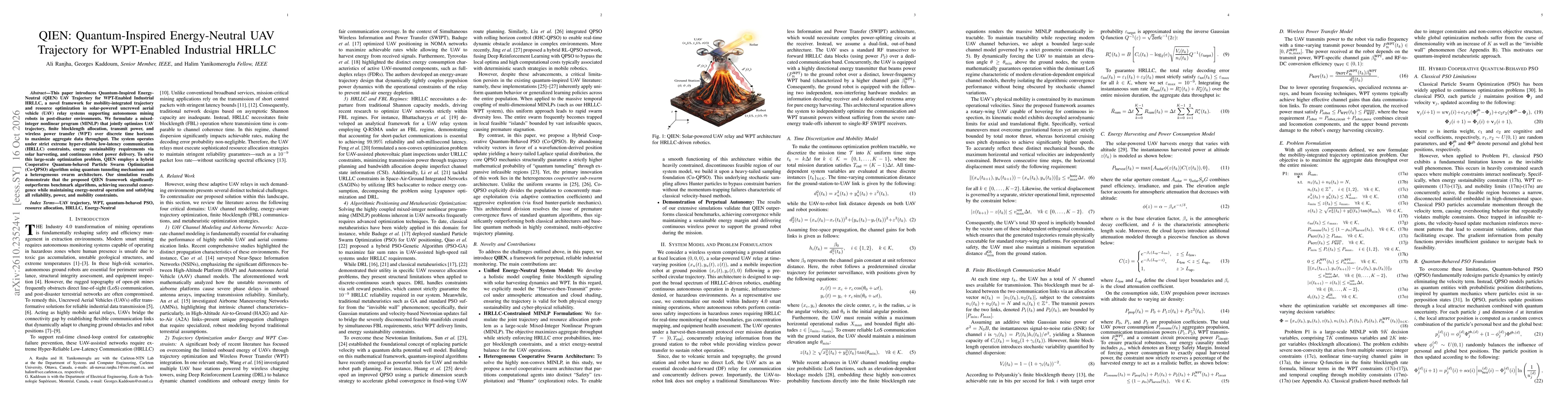 Thumbnail for QIEN: Quantum-Inspired Energy-Neutral UAV Trajectory for WPT-Enabled Industrial HRLLC