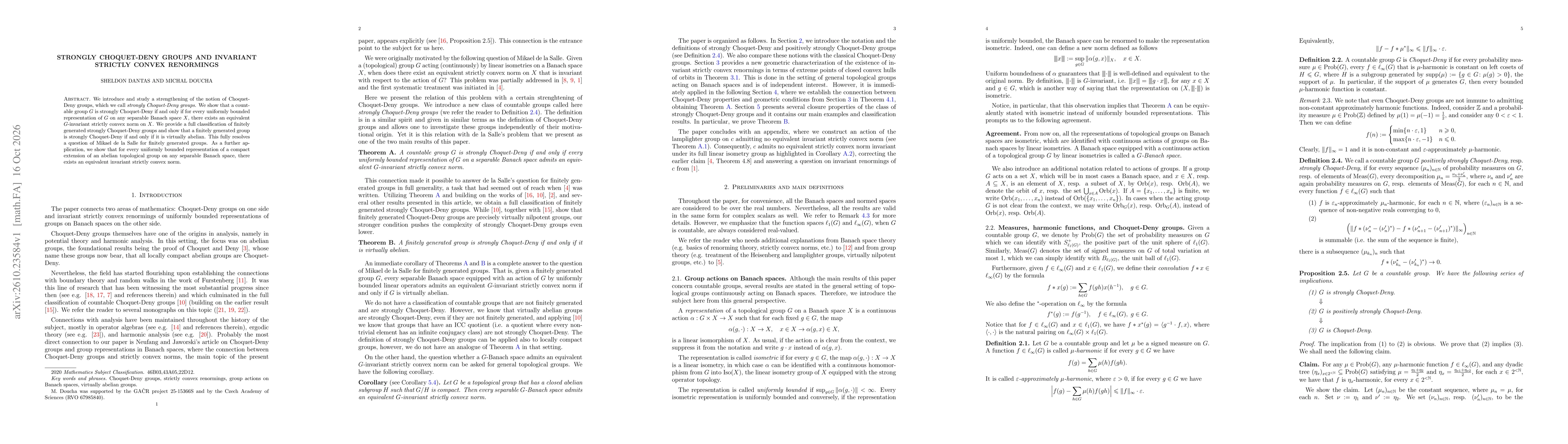 Thumbnail for Strongly Choquet-Deny groups and invariant strictly convex renormings