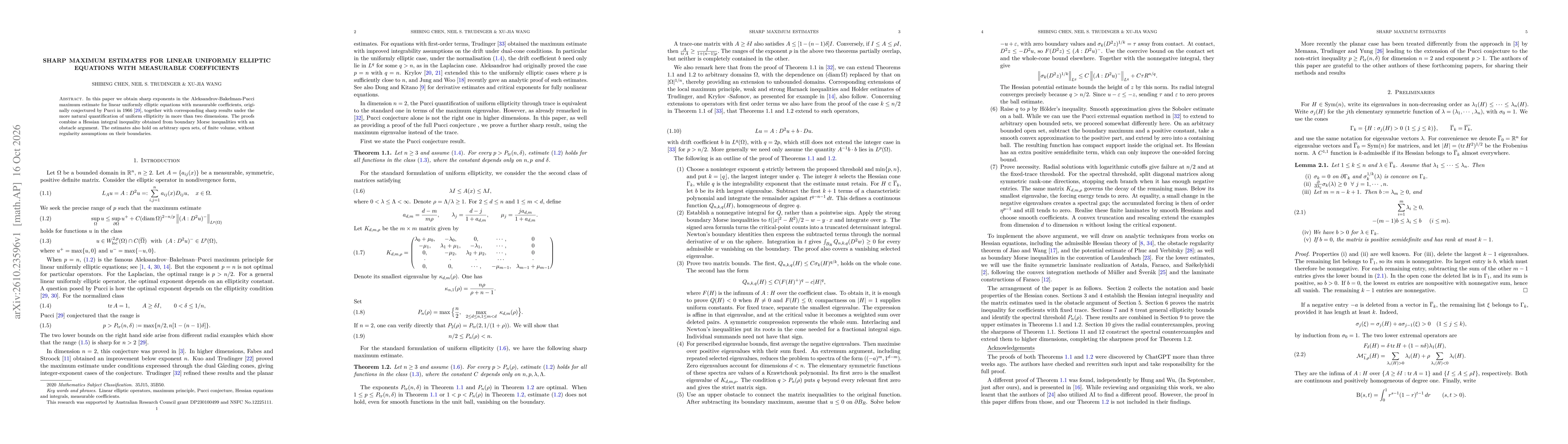 Thumbnail for Sharp maximum estimates for linear uniformly elliptic equations with measurable coefficients