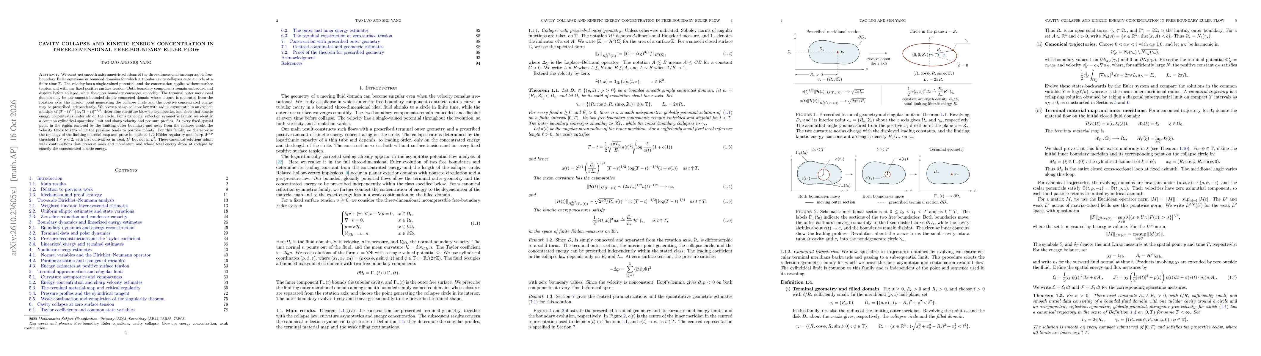 Thumbnail for Cavity collapse and kinetic energy concentration in three-dimensional free-boundary Euler flow