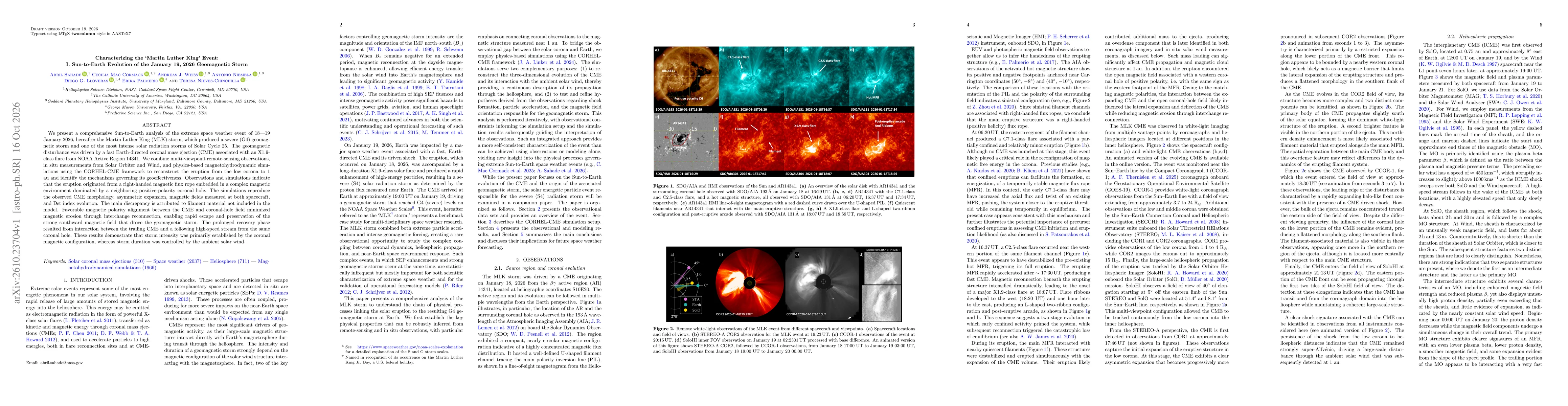 Thumbnail for Characterizing the Martin Luther King Event: Sun to Earth Evolution of the January 19, 2026 Geomagnetic Storm