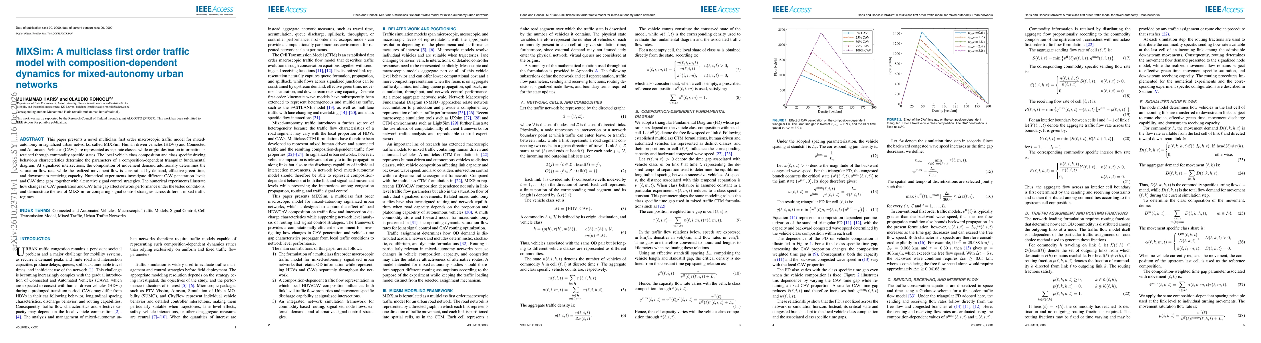 Thumbnail for MIXSim: A multiclass first order traffic model with composition-dependent dynamics for mixed-autonomy urban networks