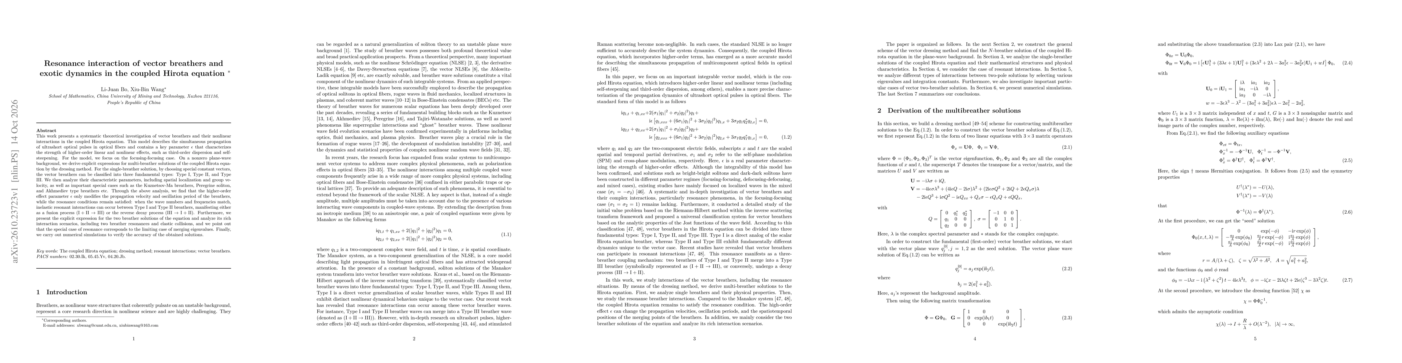 Thumbnail for Resonance interaction of vector breathers and exotic dynamics in the coupled Hirota equation