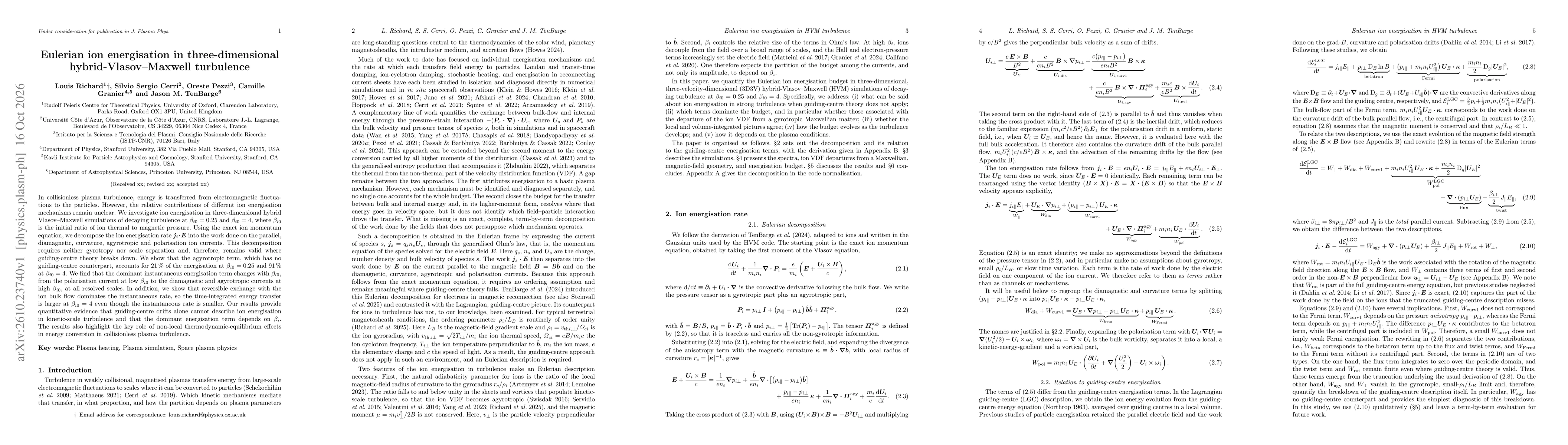 Thumbnail for Eulerian ion energisation in three-dimensional hybrid-Vlasov-Maxwell turbulence
