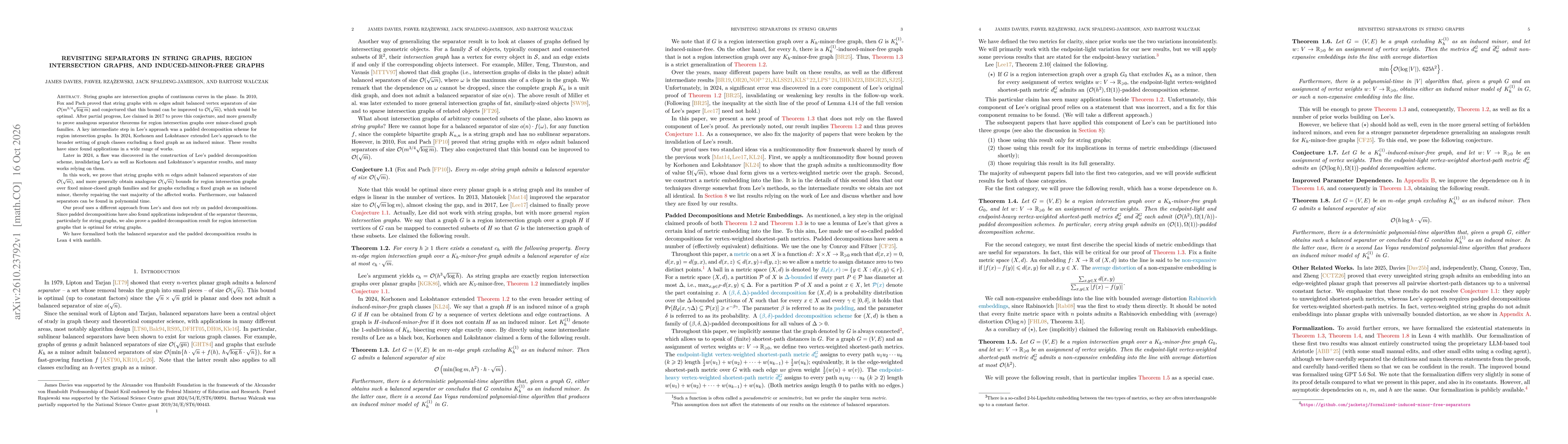 Thumbnail for Revisiting separators in string graphs, region intersection graphs, and induced-minor-free graphs