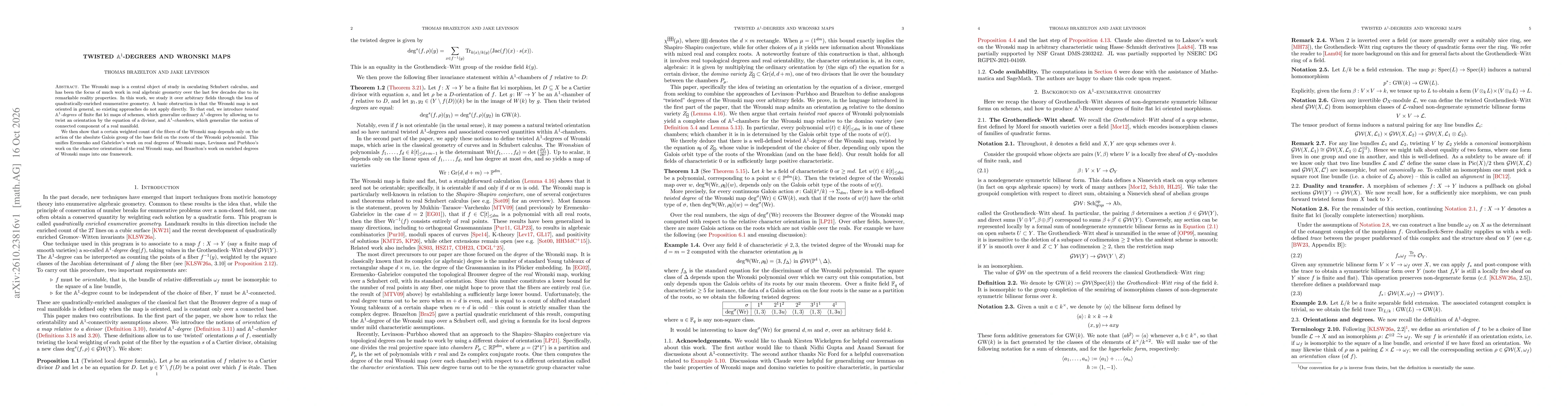Thumbnail for Twisted $\mathbb{A}^1$-degrees of Wronski maps