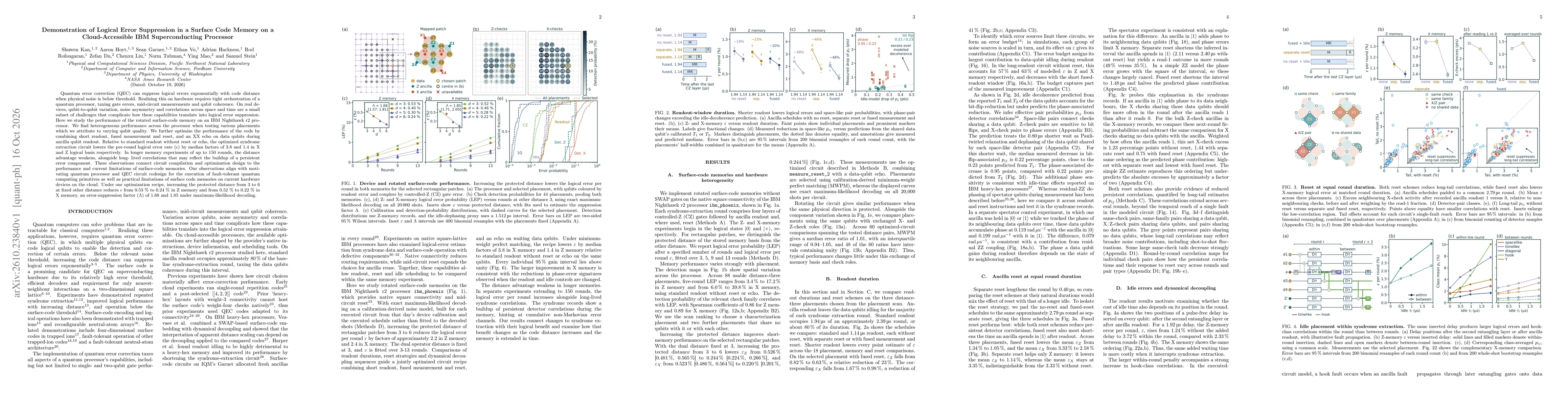 Thumbnail for Demonstration of Logical Error Suppression in a Surface Code Memory on a Cloud-Accessible IBM Superconducting Processor