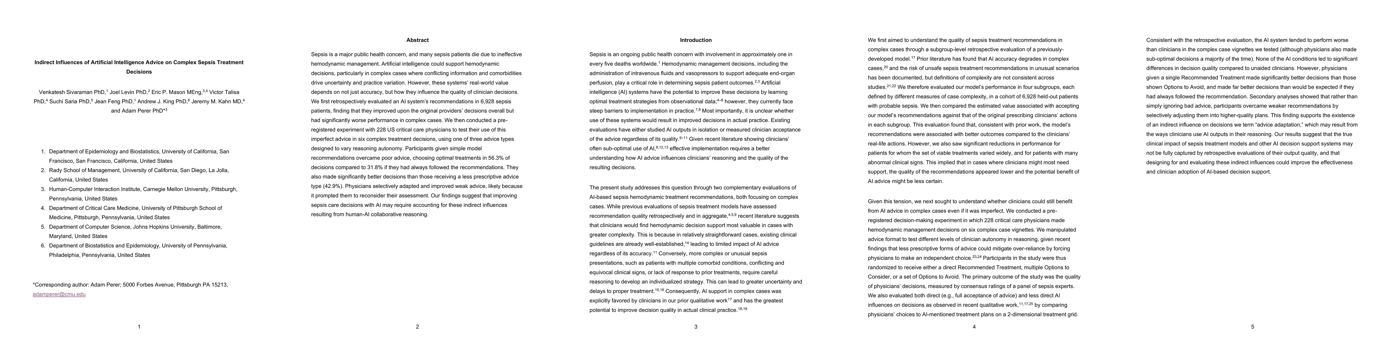 Thumbnail for Indirect Influences of Artificial Intelligence Advice on Complex Sepsis Treatment Decisions