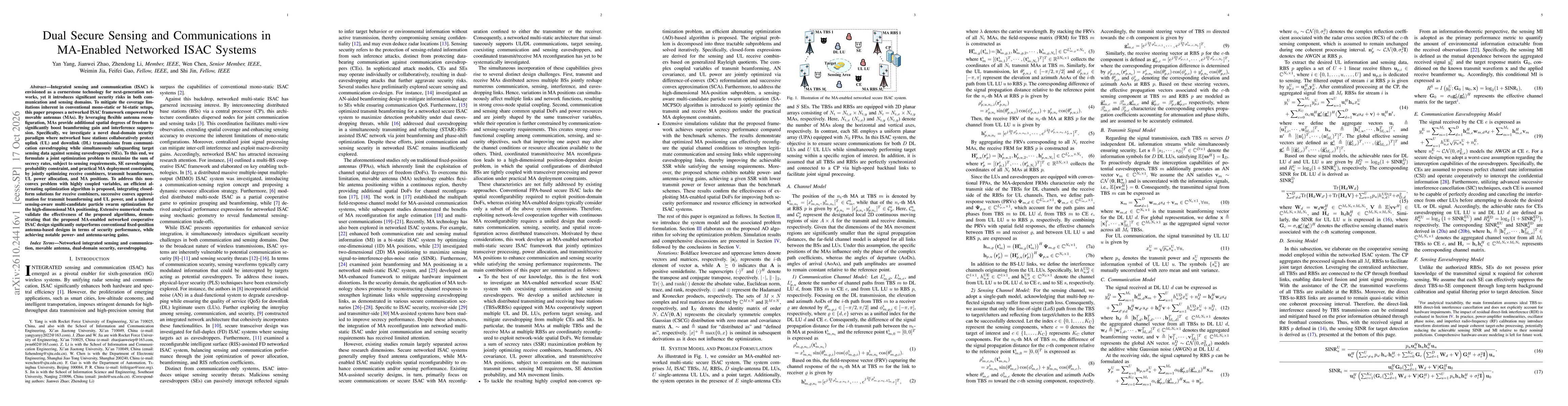 Thumbnail for Dual Secure Sensing and Communications in MA-Enabled Networked ISAC Systems