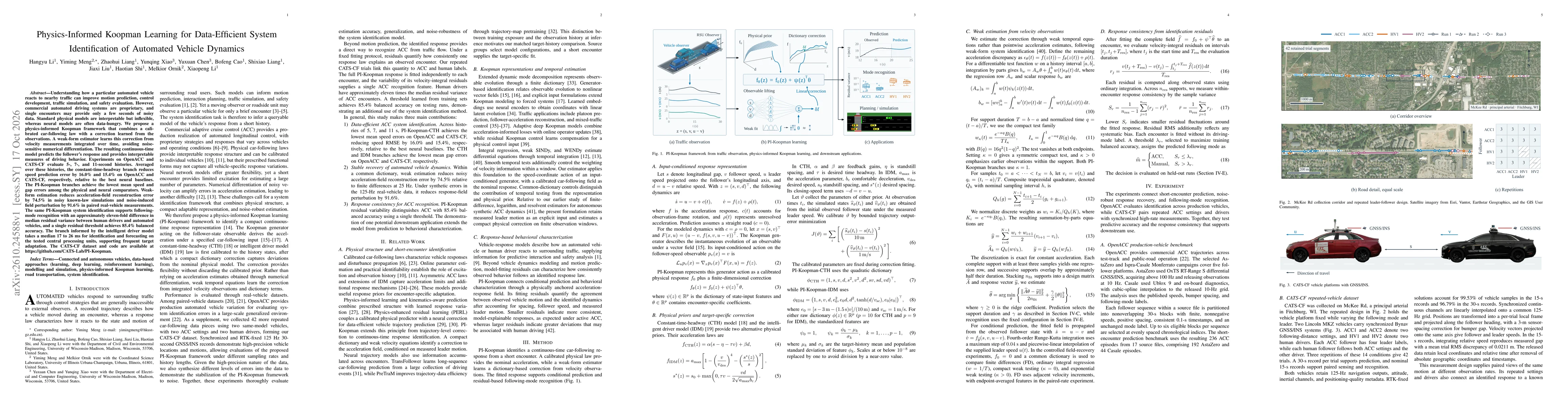 Thumbnail for Physics-Informed Koopman Learning for Data-Efficient System Identification of Automated Vehicle Dynamics
